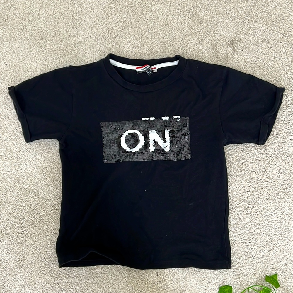 Black sequin t-shirt